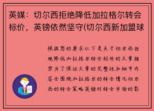 英媒：切尔西拒绝降低加拉格尔转会标价，英镑依然坚守(切尔西新加盟球员)